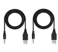 BERLAT 3.5mm Male AUX Audio Jack to USB 2.0 Male Charge Data Cable Cord, 2pack Audio Car Stereo Jack Cables to USB 2.0, USB Connection Kit, for Music Player- 3.3ft（Incompatible with Television Sets）