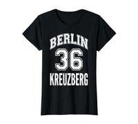 Berlin 36 Kreuzberg Nostalgia Design para el Barrio de Berlín Camiseta gráfica económica, Mujer, Negro, S