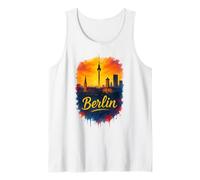 Berlín Alemania Torre de TV Horizonte de la ciudad Acuarela Recuer Camiseta sin Mangas