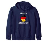 Berlín Alemania Vintage Alemania Bandera Mapa Diseño Sudadera con Capucha