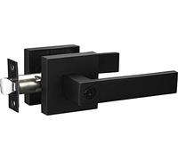 Berlin Modisch Juego de manilla cuadrada contemporánea para puerta de entrada y palanca de bloqueo de llave [para puerta delantera u oficina] reversible para puertas laterales derecha e izquierda,