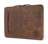 Berliner Bags Funda para Portátil de 15 Pulgadas Nico, Estuche de Piel Auténtica con Cremallera YKK, Bolsillo Frontal y Forro de Algodón Acolchado - Marrón