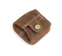 Berliner Bags Lena M Monedero Pequeño de Piel Auténtica con Cierre de Botón Metálico y Ficha para Carrito, Ideal para Monedas, para Hombre y Mujer - Marrón