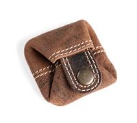 Berliner Bags Lena S Monedero Pequeño de Piel Auténtica con Cierre de Botón Metálico y Ficha para Carrito, Ideal para Monedas, para Hombre y Mujer - Marrón