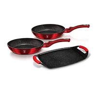 Berlinger Haus 1 par de sartenes de 22 cm y 26 cm con parrilla, color burdeos
