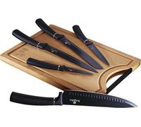 Berlinger Haus BH-2549 - Juego de 6 cuchillos con tabla de cortar, color negro y plateado