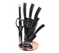 Berlinger Haus Black Rose Juego Cuchillos Cocina Profesional 8 piezas Acero Inoxidable Recubrimiento Antiadherente Soporte Acrílico Cocinero Cebollero Santoku, Chaira Tijeras Diseño Moderno (BH-2421)