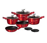 Berlinger Haus Batería Cocina Inducción 10 Piezas, Antiadherente Mármol sin PFOA, Aluminio, Cazuelas Sartenes Rojo BH-1222N
