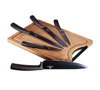 Set de cuchillos - BERLINGERHAUS Carbon Pro, Juego Cuchillos Cocina Profesional Acero Inoxidable, Cocinero Cebollero, Rebanador Tabla, Acero inoxidabl