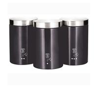 Carbon Pro Juego de 3 Botes Cocina Almacenaje de Acero Inoxidable Resistente, 11 x 17,8 cm, Para Guardar Té, Café y Azúcar, Metallic Line Diseño Moderno, Gris Oscuro/Inox