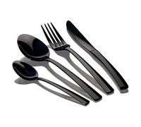 Berlinger Haus Deep Black Cubertería Negra Completa 24 Piezas Acero Inoxidable, Juego Cubiertos 6 Personas, Hogar, Camping, Hoteles, Acabado Espejo Pulido Brillante, Diseño Moderno y Elegante