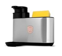 Berlinger Haus Dispensador de detergente 2 en 1 Black Rose Collection - Acero inoxidable y plástico con soporte para esponja, compacto, práctico, resistente a las huellas dactilares