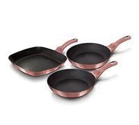 Berlinger Haus I-Rose Juego 2 Sartenes y Grill Inducción 20-24-28cm, Aluminio Forjado, Antiadherente Ecológico Titanio sin PFOA, Diseño Moderno, Apta para Todas Las Cocinas, Vitrocerámica, Gas