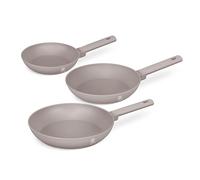 Berlinger Haus Juego de 3 Sartenes Antiadherentes Fabricadas en Aluminio Forjado para Cocinas de Inducción, Mango Ergonómico, Libres de PFOA, 20/24/28 cm, Colección Taupe