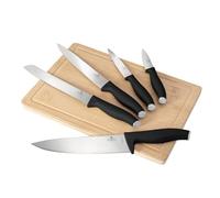 Berlinger Haus Juego de cuchillos con tabla de cortar, 6 unidades, colección Matte Black | Elegante, de alta calidad y elegante