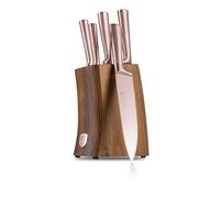 Berlinger Haus Juego de cuchillos de 6 piezas, soporte de madera de acacia, colección Taupe, cuchillas de acero inoxidable, alta calidad y duradero, diseño elegante