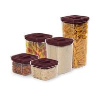 Berlinger Haus Práctico juego de 5 + 5 piezas, recipientes de almacenamiento, herméticos, burdeos, Leonardo Collection/Tarro de almacenamiento para harina, azúcar y cereales
