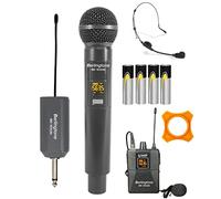 Berlingtone ) Sistema de micrófono inalámbrico UHF dual, con micrófono de auriculares, 60 canales de frecuencia ajustables, con receptor recargable, karaoke, boda, DJ, fiesta, iglesia, alcance de