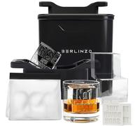 Berlinzo Máquina de cubitos de hielo transparentes de alta calidad con impresiones de hielo de conversación, 4 cuadrados grandes de hielo transparentes de 2.1 pulgadas, idea de regalo para fiestas