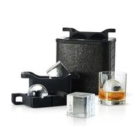 Berlinzo Juego de 4 cubos de hielo transparentes grandes, 2+2 cubitos de hielo y bolas transparentes, máquina de bolas de hielo transparentes, cubitos de hielo redondos puros para cóctel de whisky,