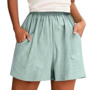 Bermuda Shorts Mujer Verano Chino Corto Tejido Elegante Liso Ajuste Delgado Cintura Alta Cargo Tallas Grandes Elástico Ocio Empresarial