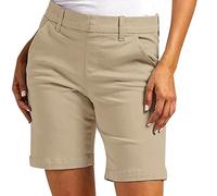 Bermuda Shorts Mujer Verano Chino Corto Tejido Elegante Liso Ajuste Delgado Cintura Alta Cargo Tallas Grandes Elástico Ocio Empresarial Bolsillos