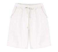 Bermuda Shorts para Mujer, hasta la Rodilla, Cintura Alta, Estilo Holgado e Informal, con Bolsillos, Color Blanco, Talla M.