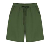 Bermuda Shorts para Mujer, hasta la Rodilla, Cintura Alta, Estilo Holgado e Informal, con Bolsillos, Color Verde Militar, Talla M.