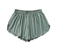 Bermudas de Modal Mujer, Color Sólido, Cintura Elástica, Casuales Pierna Ancha, Pantalones Cortos Playa