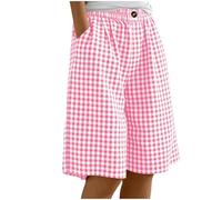 Bermudas holgadas a rayas para niñas, pantalones cortos de verano hasta la rodilla, pantalones deportivos casuales para escuela, cintura alta, transpirables, atléticos, hot pink, 11-12 Years
