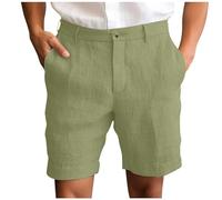 Bermudas Hombre Lino Verano Cargo Montaña Pantalón Tallas Grandes Pijama Colores Sólidos Baloncesto Escrituras 2#Verde del ejército L