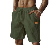 Bermudas Hombre Lino Verano Vestir Running Shorts Tallas Grandes Cargo Modas Baloncesto Colores Sólidos 2#Verde del ejército M