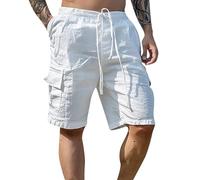 Bermudas Hombre Verano Pantalon Corto Hombre Cintura Elastica Deportivos Bermudas Running Baloncesto Calções Homem Tallas Grandes Frescos Shorts Algodon Lino Pantalon Ropa Deportiva Blanco 3XL