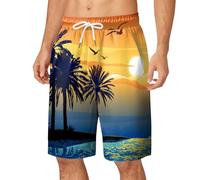 Bermudas largas para hombre, longitud de la rodilla, secado rápido, bañador para hombre, largo de playa, deporte, pantalones cortos de baño, para hombre, rectos en Hawaiana, estampado de flores