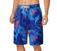 Bermudas largas para hombre, longitud de la rodilla, secado rápido, boardshort para hombre, estilo hawaiano con estampado de flores, bañador largo recto, short de playa, deporte, running, bañadores