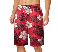 Bermudas largas para hombre, longitud de la rodilla, secado rápido, boardshort para hombre, estilo hawaiano con estampado de flores, bañador largo recto, short de playa, deporte, running, bañadores
