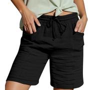 Bermudas Mujer Verano Frescos Shorts Pantalones Cortos de Pierna Ancha Casuales Secado rápido Diseño Casual Elegante hasta la Rodilla para Diario Salir Playa