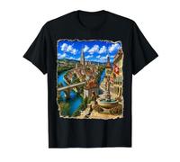 Berna Suiza reinterpretada artísticamente por #LeoPepeDesign Camiseta gráfica económica, Hombre, Negro, L