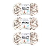 Bernat Baby Blanket Hilo, paquete de 3 ovillos de 100 g, poliéster, nro. 6 muy grueso, 66 m, para punto y ganchillo, color crema y beige (Little Sand Castles)
