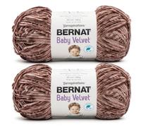 Bernat Baby Velvet BB - Hilo de chocolate - Paquete de 2 de 10.5 onzas - 100% poliéster - #4 peinado (mediano) - 492 yardas - Tejido/ganchillo
