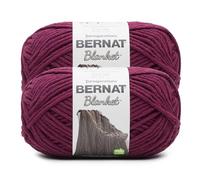 Bernat Blanket BB - Hilo de ciruela borgoña, paquete de 2 de 10.5 onzas, 100% poliéster, #6, súper esponjoso, 220 yardas, tejido de punto/ganchillo