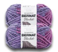 Bernat Blanket BB - Ovillo de lana color morado atardecer, paquete de 2 de 10.5 onzas, 100% poliéster, #6, súper esponjoso, 220 yardas, tejido de punto/ganchillo