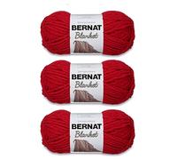 Bernat Blanket Cranberry - Ovillo de hilo de felpilla gruesa, paquete de 3 unidades de 150 g, poliéster, #6, superesponjoso, 108 yardas, para tejer, ganchillo, manualidades y amigurumi