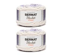 Bernat Blanket Ovillo de chenilla gruesa, paquete de 2 de 300 g, poliéster, n.º 6 supergrueso, 201,2 m, ideal para tejer, ganchillo y manualidades, color vid a rayas