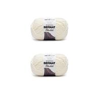 Bernat Blanket - Ovillo de hilo blanco vintage, paquete de 2 de 10.5 onzas, poliéster, #6, superesponjoso, 220 yardas, tejido de punto/ganchillo, color blanco