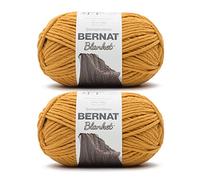 Bernat Blanket - Ovillo de lana color mostaza quemada, paquete de 2 de 10.5 onzas, poliéster, #6, superesponjoso, 220 yardas, tejido de punto/ganchillo, color mostaza quemada