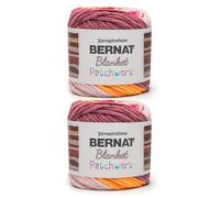 Bernat Blanket Patchwork Cherry Twist - Ovillo de lana de cereza, paquete de 2 de 10.5 onzas, 100% poliéster, #6, súper voluminoso, 220 yardas, tejido de punto/ganchillo