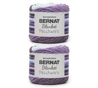 Bernat Blanket Patchwork Purple POP - Ovillo de lana color morado, paquete de 2 de 10.5 onzas, 100% poliéster, #6, súper voluminoso, 220 yardas, tejido de punto/ganchillo