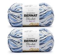 Bernat Blanket Tie Dye-Ish Blue Skies - Ovillo de lana (2 unidades, 300 g), poliéster, #6, súper voluminoso, 220 yardas, tejido y ganchillo