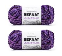 Bernat Crushed Velvet - Ovillo de lana color morado potente, paquete de 2 de 10.5 onzas, poliéster, #5 voluminoso, 315 yardas, tejido de punto/ganchillo, color morado